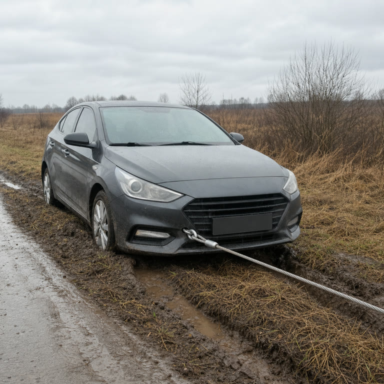 Автомобіль застряг у багнюці біля кювету